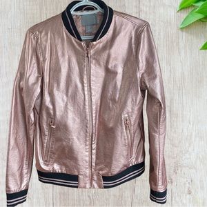 Kenar Metalic Pink Bomber Jacket, women’s street wear!